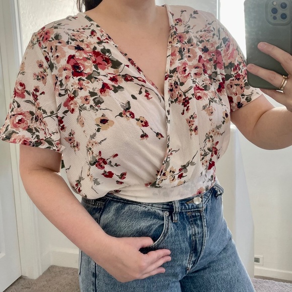 Wrap Wrapover Tie Bow Hipster Boho Bohemian Girly Coquette Hippie Art Blouse Top - Picture 1 of 7